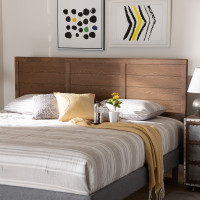 Baxton Studio MG97093-Ash Walnut-HB-King Seren Mid-Century Modern Walnut Brown Finished Wood King Size Headboard